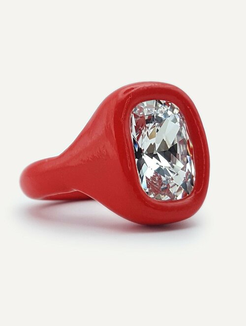 Кольцо красное с кристаллом Otevgeni, кристаллы Swarovski, размер 19.5, красный, белый