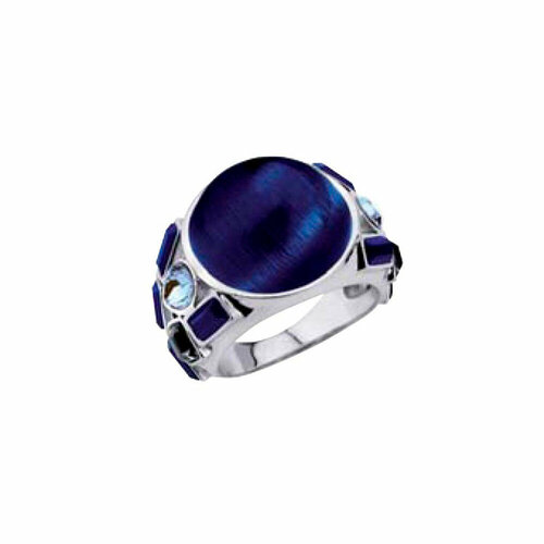 Перстень NINA RICCI, серебро, 925 проба, родирование, кошачий глаз, размер 18.5, серебряный, синий