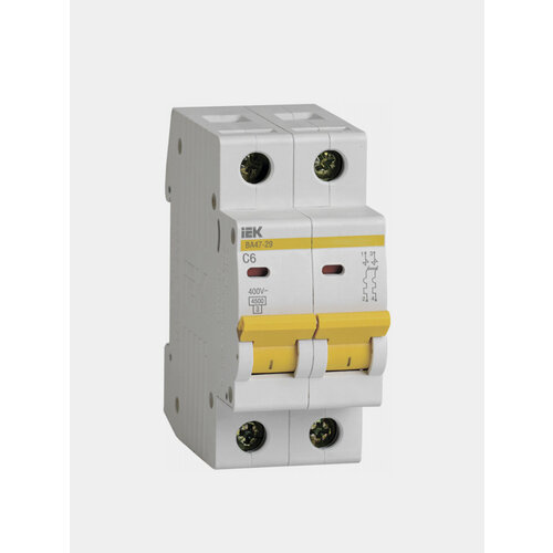 Автоматический выключатель IEK ВА47-29 2П 6А хар-ка С 45кА 1199₽