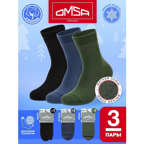 фото Носки omsa размер 27-30 (16-18), черный, зеленый