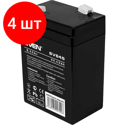 Комплект 4 штук, Батарея для ИБП Sven SV 645 (6V 4.5Ah) F1 (SV-0222064) батарея для ибп sven sv1272 sv 012335