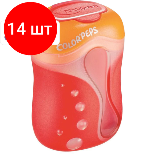 Комплект 14 штук, Точилка Maped COLOR PEP'S COLOUR SPECIAL 2отв, конт, д. цв. каранд, ассорт,43111