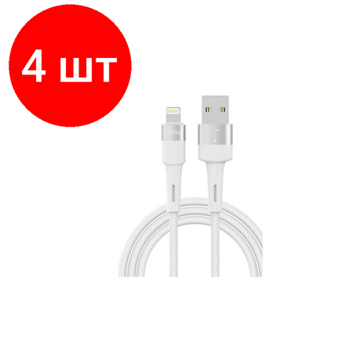 Комплект 4 штук, Кабель интерфейсный TFN USB - Lightning, 1.2м. бел (TFN, TFN-С-ENV- AL1MWH) комплект 30 штук кабель интерфейсный tfn usb lightning 1 2м чер tfn tfn с env al1mbk