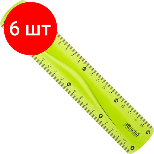 Комплект 6 штук Линейка Attache Selection Flexible 20см 676₽