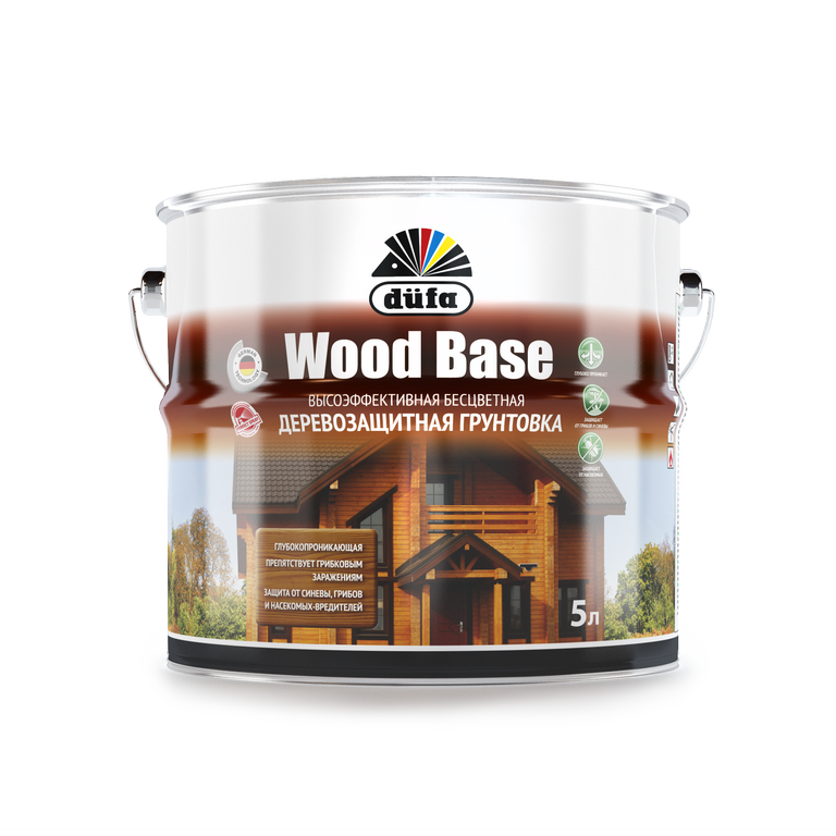 Dufa Wood Base / Дюфа Вуд Бейс с биоцидом Грунт для защиты древесины бесцветная 10л