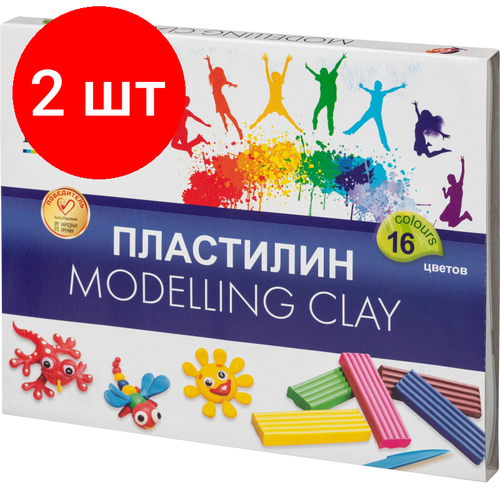 Комплект 2 наб, Пластилин классический Луч Классика 16 цв 320 г со стеком, 20С 1329-08