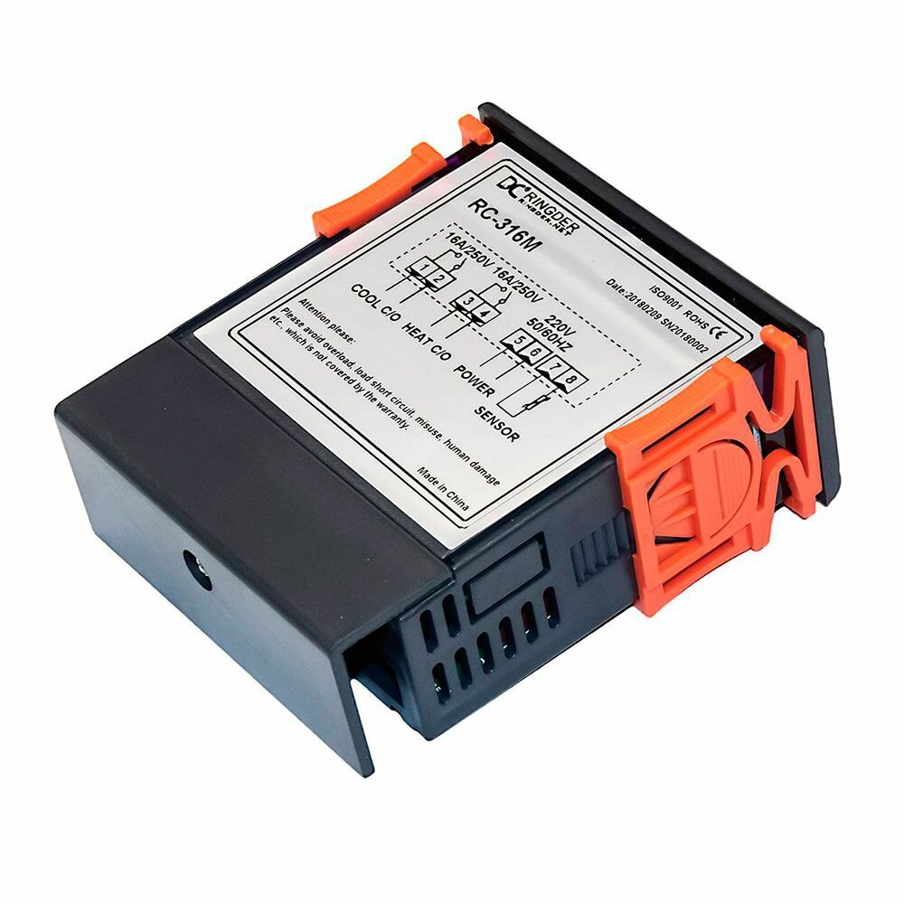 Терморегулятор Ringder RC-316M 16А универсальный с функцией нагрева и охлаждения 2 выхода — фото 1