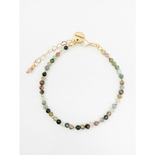 фото Браслет strekoza collection, турмалин, 1 шт., размер 18 см, размер m, зеленый, бежевый