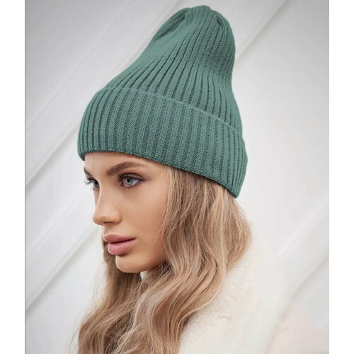 фото Шапка бини шапка женская зимняя бини вязаная шапка для девочки детская, размер 56-57, зеленый ganalyly