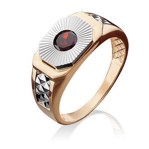 фото Кольцо diamant online, комбинированное золото, 585 проба, гранат, размер 21