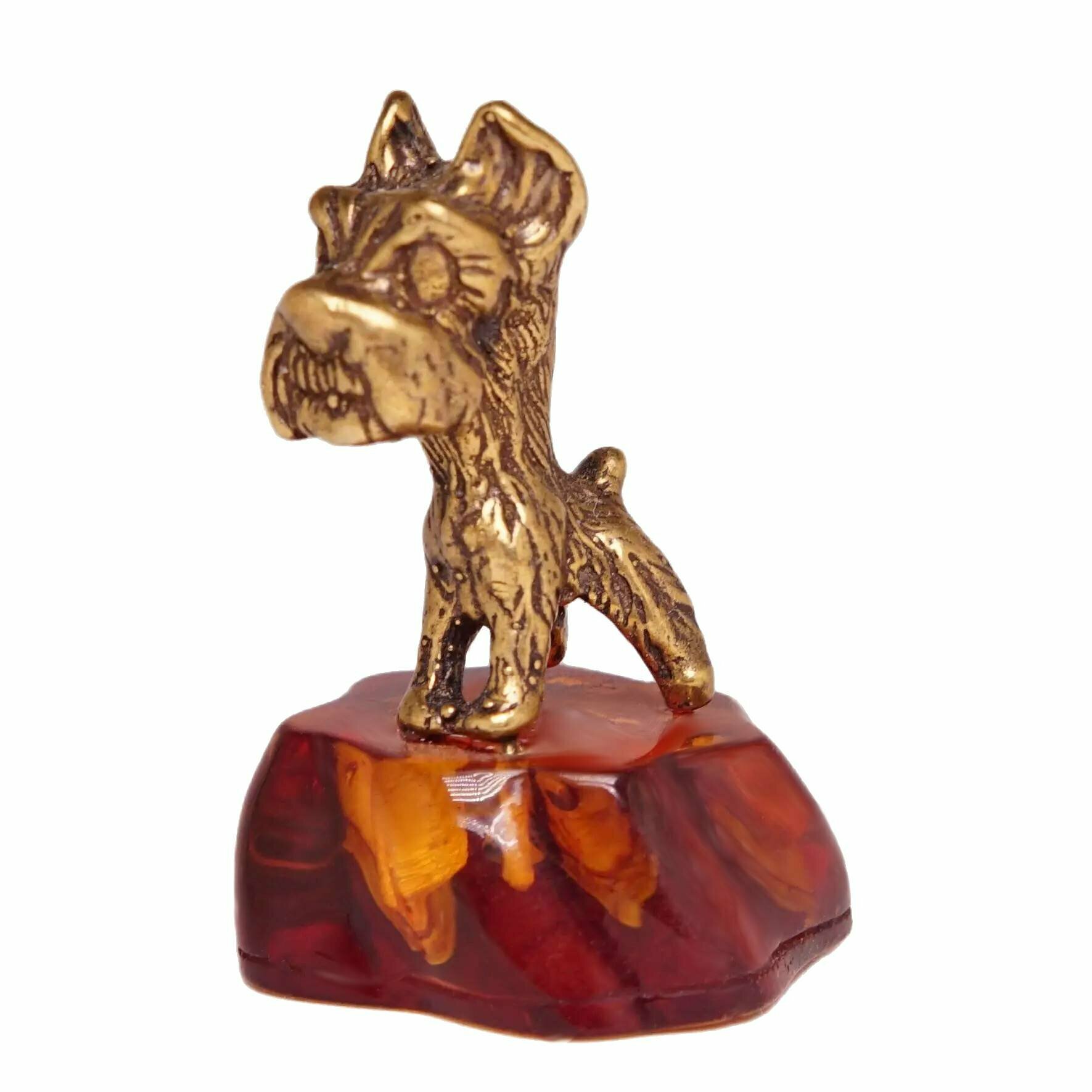 Фигурка Собака Терьер (бронза, латунь, янтарь) Хорошие Вещи 75