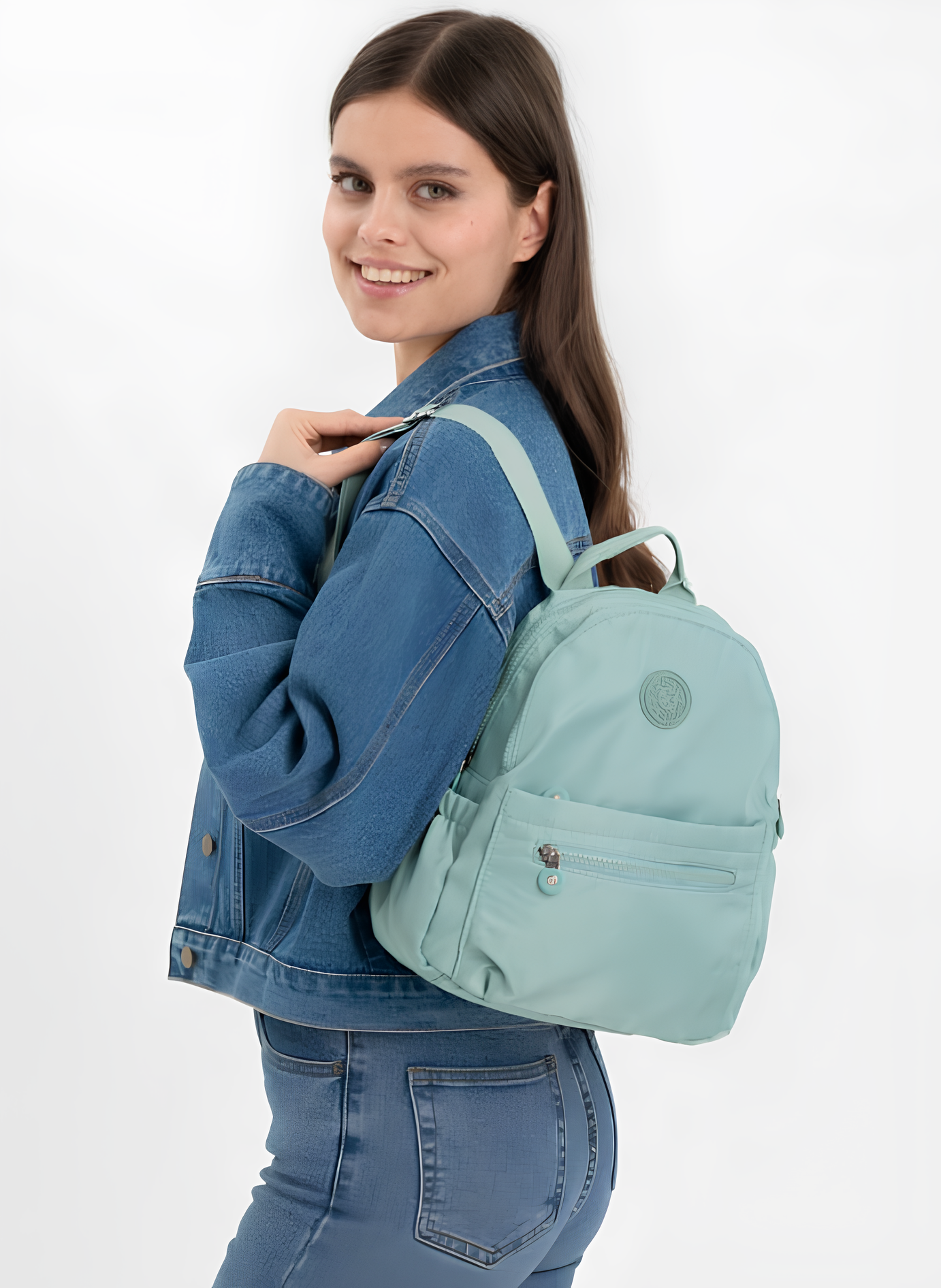 Рюкзак женский городской текстильный светло-зеленый