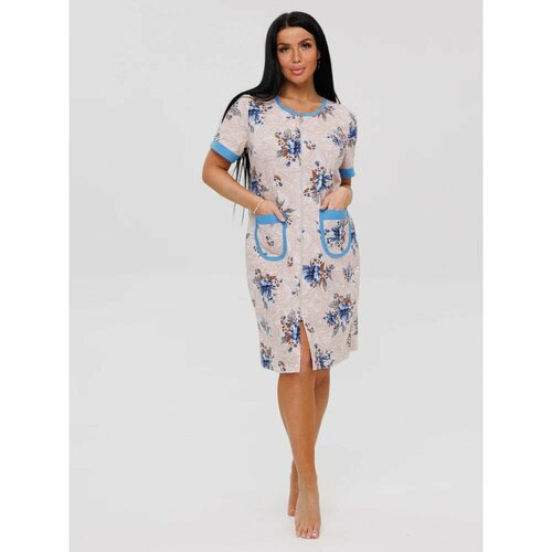 фото Халат , размер 56, бежевый текстильный бум