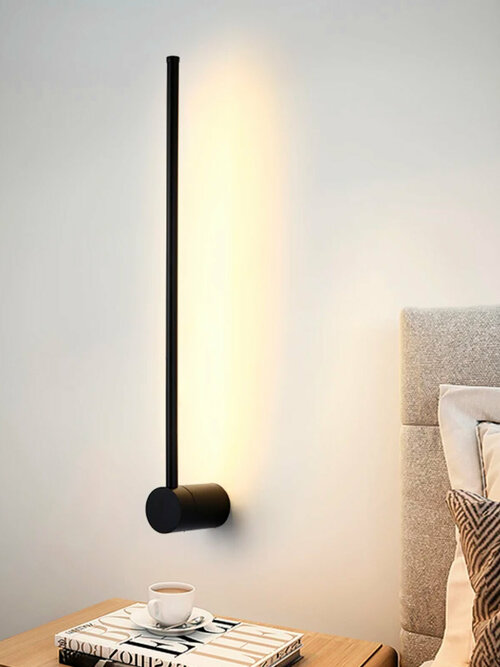 MorningLight Светильник светодиодный алюминевый LED Накладной настенный светильник бра для дома квартиры Ночник Кладаки 60 мм поворотный черный Теплый свет 3000К