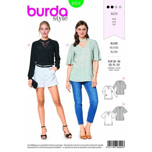 Выкройка Burda 6424 - Блуза выкройка burda 6765 блуза