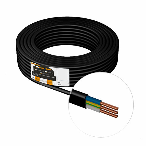 Кабель ВВГбм-Пнг-LS (А) 3х2,5 черный 100 метров Wattson