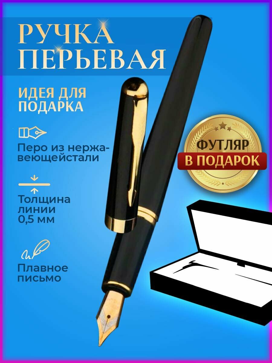 Ручка перьевая металлическая подарочная в футляре праздник