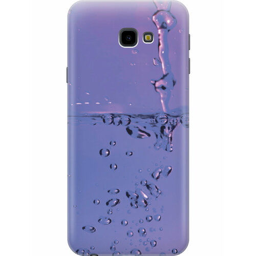 силиконовый чехол на samsung galaxy j4 самсунг джей 4 плюс с принтом лилии на фиолетовом Силиконовый чехол на Samsung Galaxy J4+, Самсунг Джей 4 плюс с принтом Капли на сиреневом
