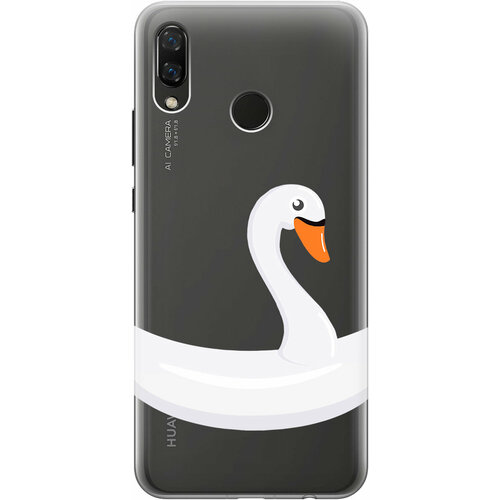 Силиконовый чехол на Huawei Nova 3, Хуавей Нова 3 с 3D принтом Swan Swim Ring прозрачный силиконовый чехол на huawei nova 8 хуавей нова 8 silky touch premium с принтом swan swim ring желтый