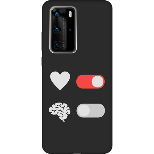 Матовый Soft Touch силиконовый чехол на Huawei P40 Pro, Хуавей П40 Про с 3D принтом Brain Off W черный матовый soft touch силиконовый чехол на huawei p40 pro хуавей п40 про с 3d принтом brain plus heart w черный