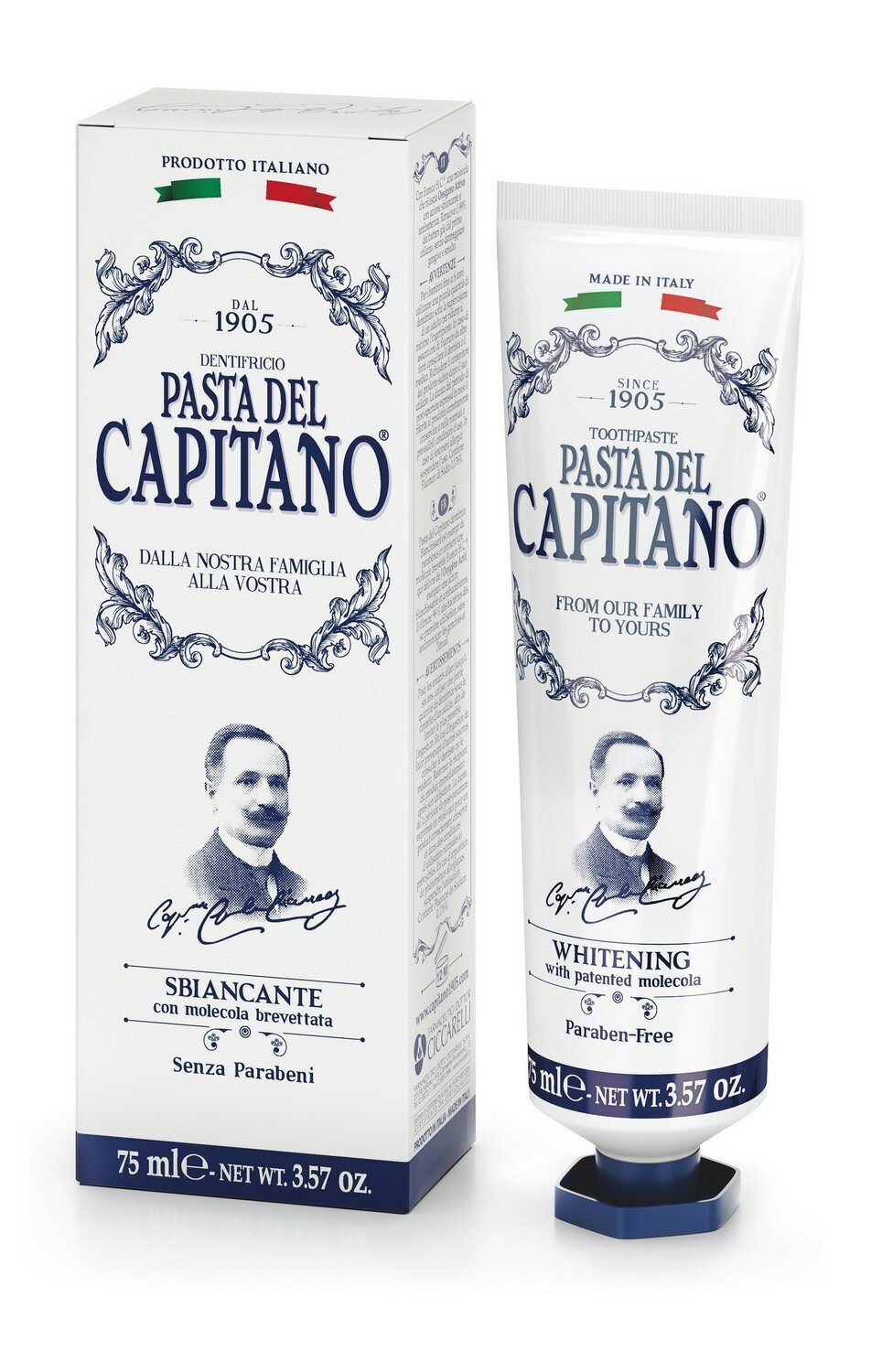 Зубная паста Pasta del Capitano 1905 Whitening with patented Molecula 1905 Отбеливающая с запатентованной молекулой 75 мл 8002140137204