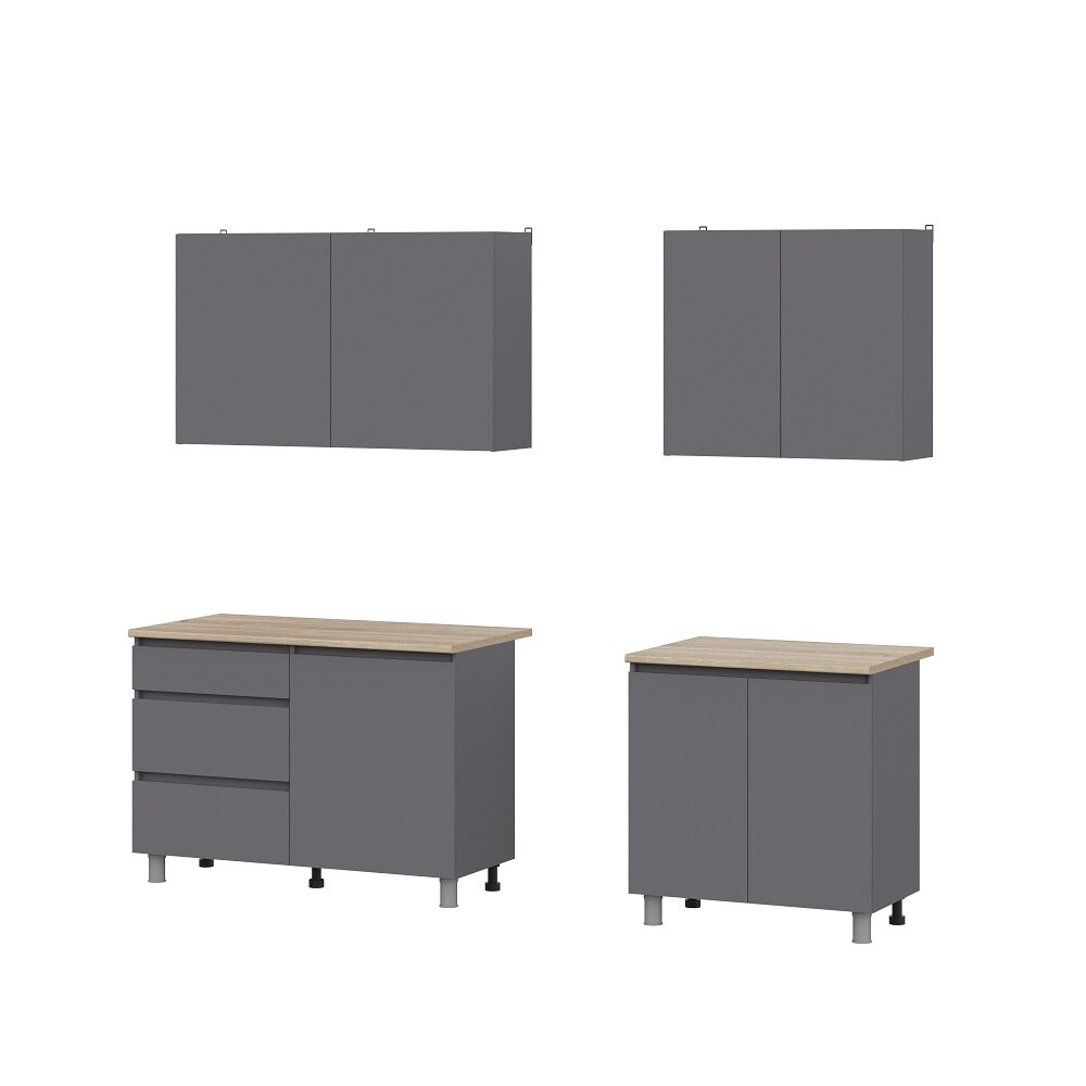 фото Кухонный гарнитур Арника Денвер 2м Графит серый/Сонома