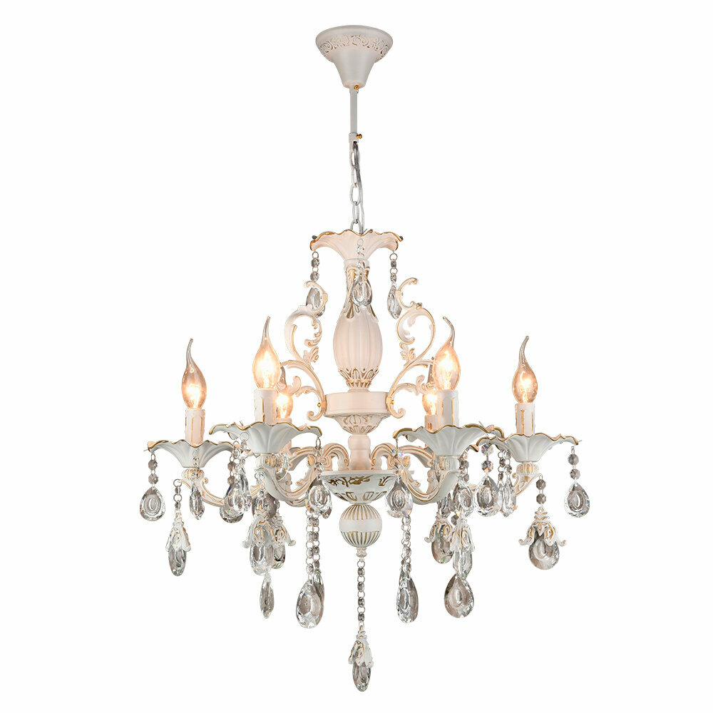 фото Люстра подвесная в классическом стиле с хрусталем Семь Огней JOANA WD3533/6H-WG-CL до 18 кв. м, на 6 ламп, цоколь Е14, 60 Вт