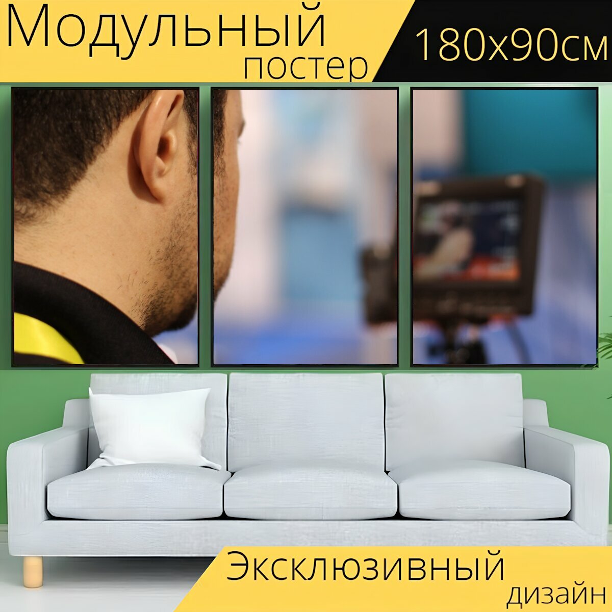 Модульный постер "Телевидение, оператор, видео" 180 x 90 см. для интерьера