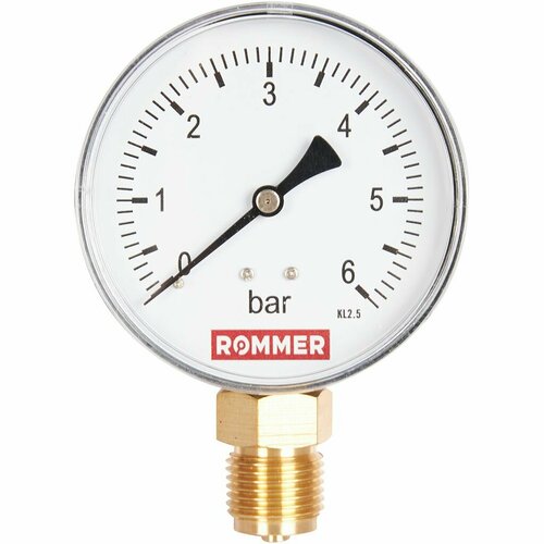 Манометр радиальный D = 80 мм, подключение 1/2, до 6 бар, ROMMER
