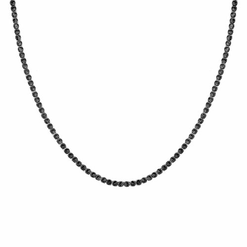 Колье Яхонт, серебро, 925 проба, фианит, длина 35 см., черный, бесцветный