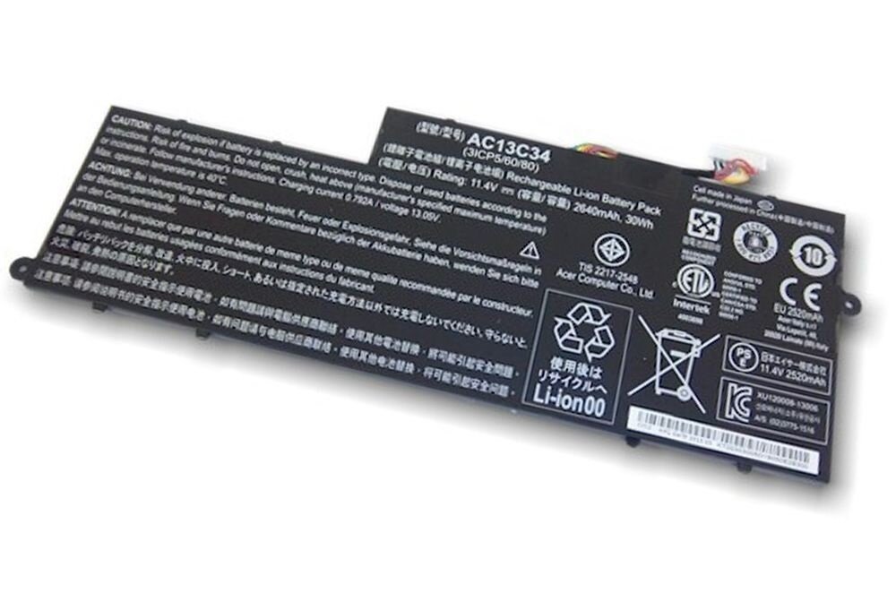 Аккумулятор для Acer Aspire E3-111-C6LG, E3-112, E3-112-C6YY, E11, (AC13C34), 30Wh, 2640mAh, 11.4V