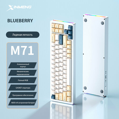 Клавиатура игровая Xinmeng M71 Blueberry RGB RUS беспроводная 71 кнопок 930000₽