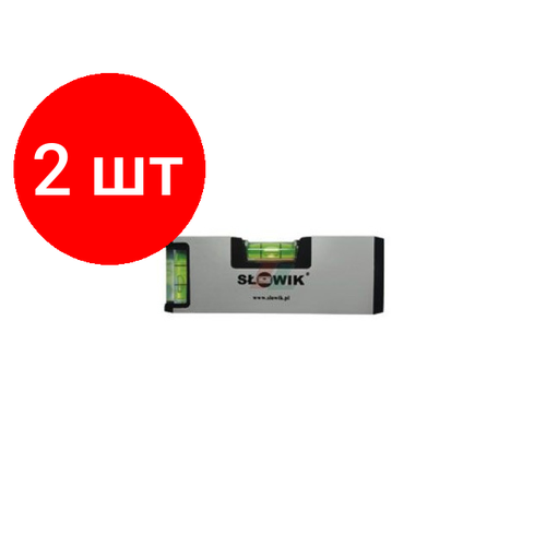 Комплект 2 штук, Уровень 140 мм 2 глаз. карманный магнитн, серебро PK2M SLOWIK (быт.) (580 гр/м 1.0 мм/м магнитный) (83010)