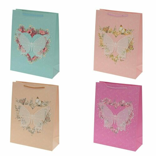 Пакет подарочный (бумага, плотность 210г/м2, блок 12шт), Д30 Ш12 В40 см, 1 шт из 4в.