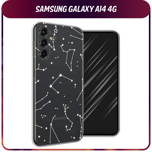 силиконовый чехол cat not today на samsung galaxy a14 5g самсунг галакси a14 5g Силиконовый чехол на Samsung Galaxy A14 4G / Галакси A14 4G Созвездия, прозрачный