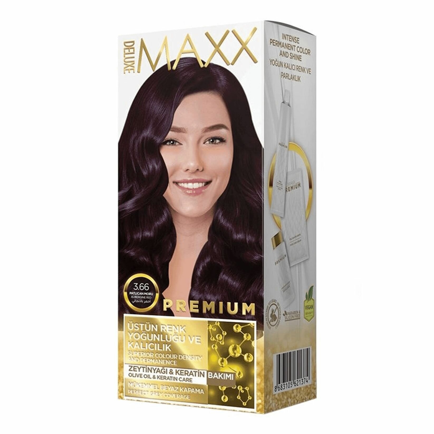 MAXX DELUXE Краска для волос Premium, тон 3.66 Темный баклажан, 110 г