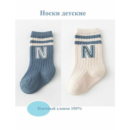 фото Носки 2 пары, размер 8-11 см, белый, синий нет бренда