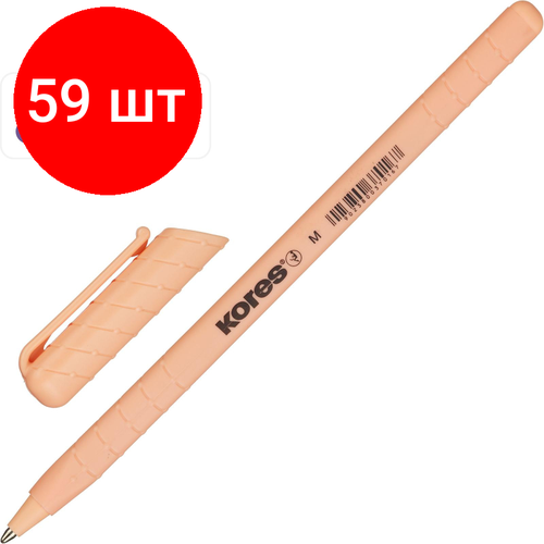 Комплект 59 штук, Ручка шариковая неавтомат. KORES Pastel K0R-M, син, масл, асс. 37086