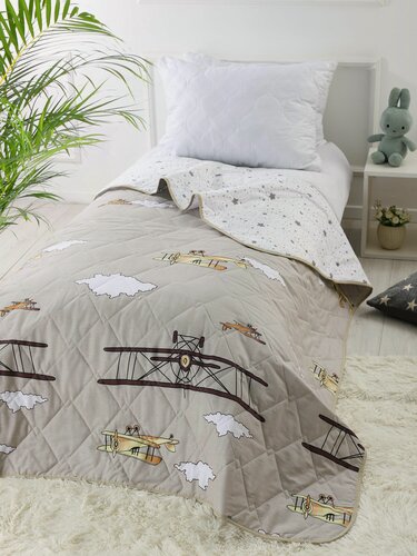 Изображение товара Покрывало-одеяло "Поплин", 1,5 спальное, двустороннее, стеганое, с рисунком, летнее