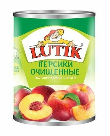 Персики Lutik очищенные в сиропе, 425мл, 3 шт