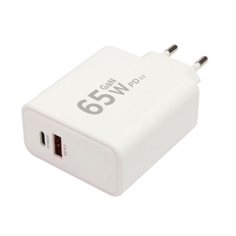 Зарядное устройство сетевое Cablexpert 65Вт GaN, QC4.0/PD3.0, 2 порта: USB и Type-C, белый, коробка - фото №4