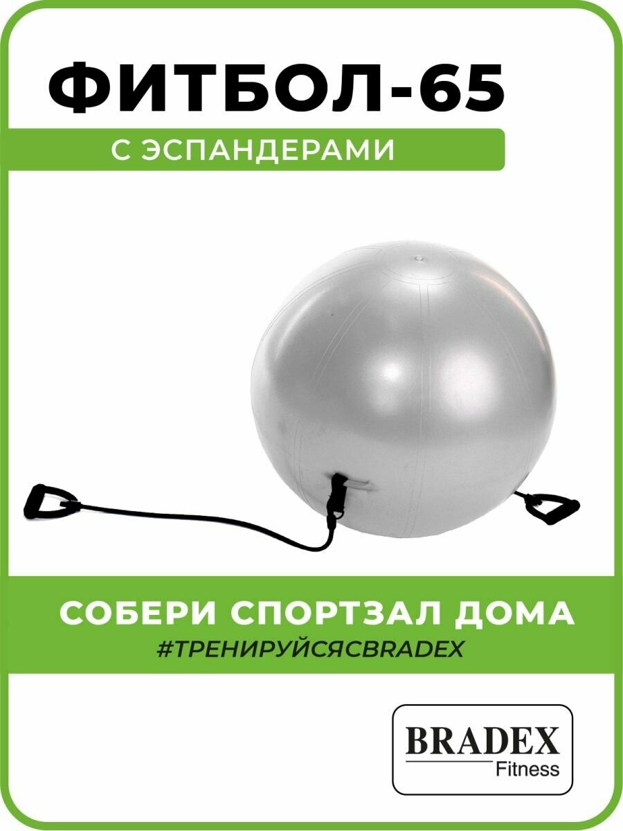 Мяч для фитнеса Bradex «ФИТБОЛ-65 с эспандерами», - фото №1