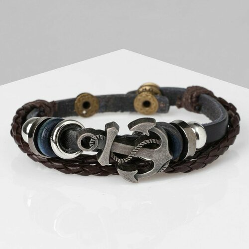 фото Браслет, размер 22 см, коричневый, черный без бренда