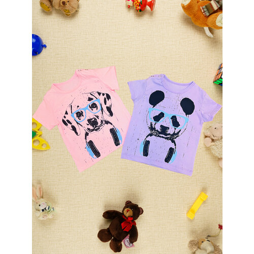 Комплект футболок для малышей с принтом Chic panda