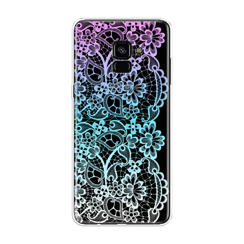 Силиконовый чехол на Samsung Galaxy A8 Plus 2018 / Самсунг Галакси A8 Плюс Радужный кружевной узор, прозрачный силиконовый чехол на samsung galaxy a8 plus 2018 самсунг галакси a8 плюс hanya oni mask прозрачный