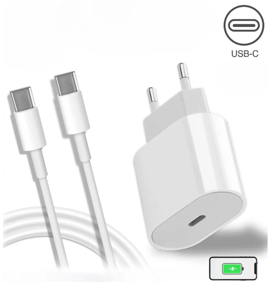 Зарядное устройство для iPhone 15, iPhone 15 Plus, iPhone 15 Pro, iPhone 15 Pro Max / Адаптер питания 35W + кабель USB Type-C - USB Type-C в комплекте