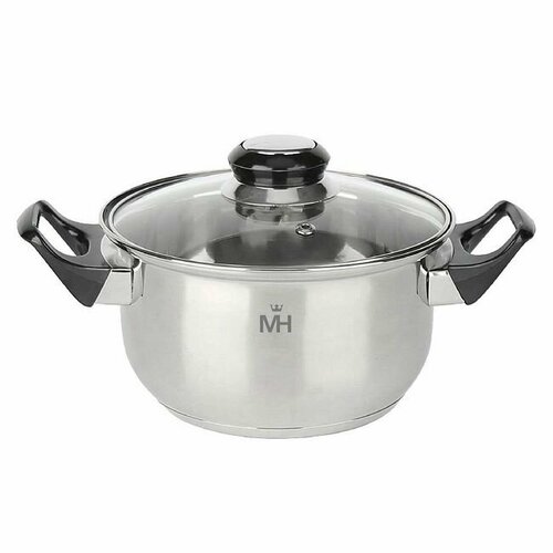 Кастрюля с крышкой из нержавеющей стали объем 1,6л 16*9,5см