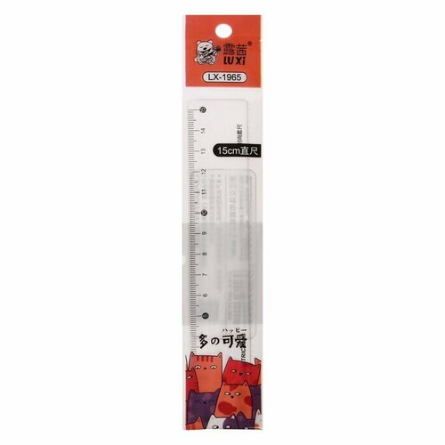 Линейка 15 см прозрачный пластик КотикиМишки в пакете 404₽