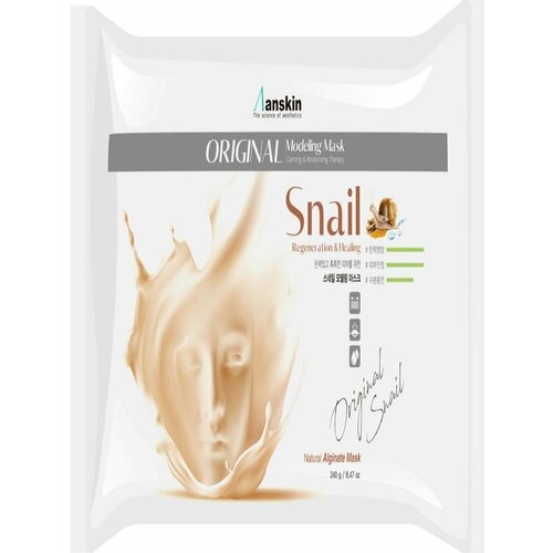 Альгинатная маска с муцином улитки Snail Modeling Mask (пакет), 240гр, Anskin маска альгинатная с муцином улитки anskin snail modeling mask пакет 1000г