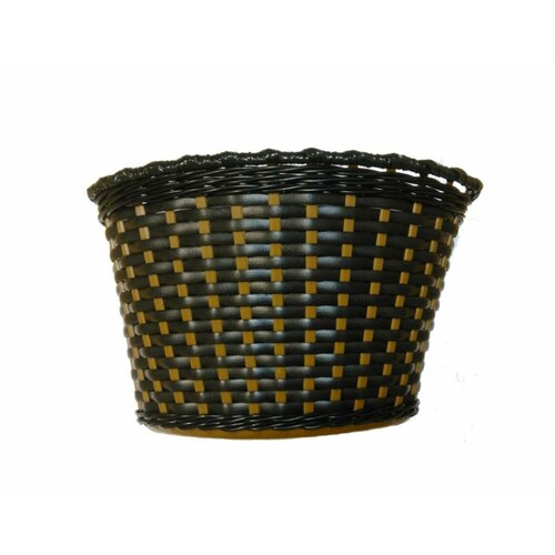 фото Корзина trix для детского велосипеда 20", крепление на руль, 270x200x170мм, пластиковая, плетёная, коричнево-черная velonn